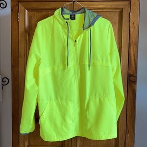 Fluorescent Yellow Hooded Windbreaker